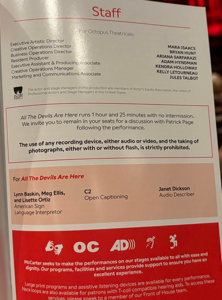 Staff List for “All The Devils Are Here”
